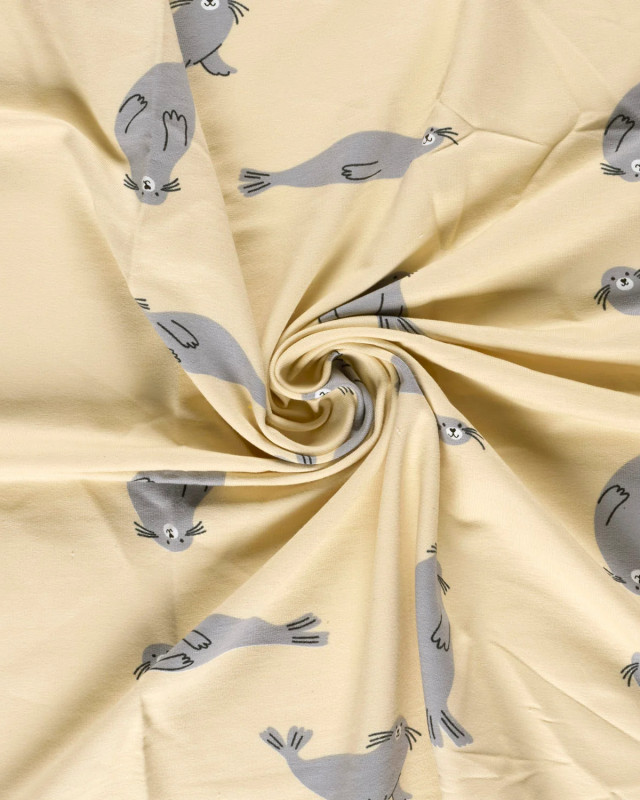 Tissu Sweat envers doudou Otarie - Mercerine