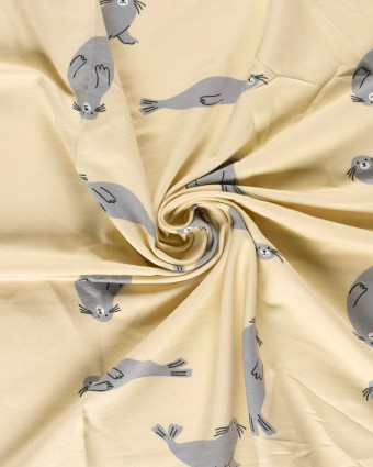 Tissu Sweat envers doudou Otarie - Mercerine