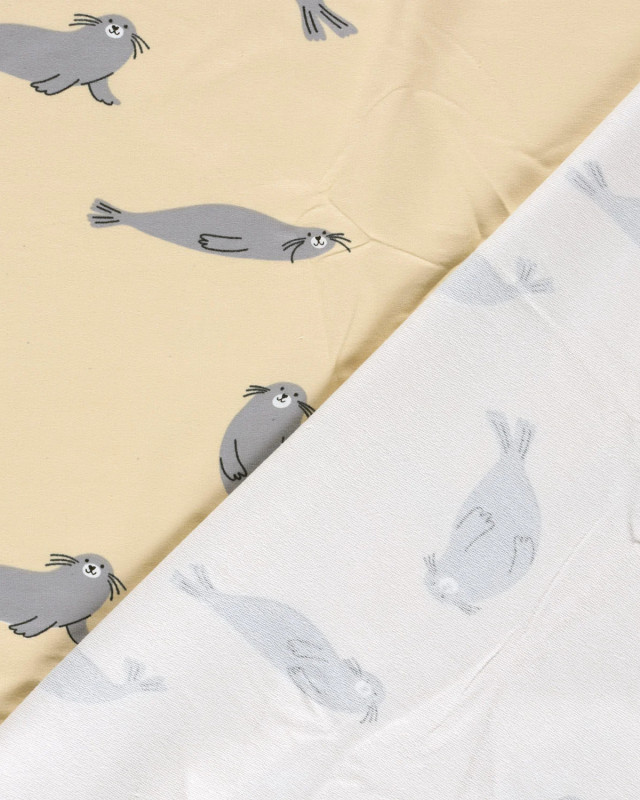 Tissu Sweat envers doudou Otarie - Mercerine