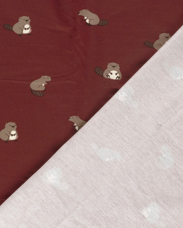 Jersey envers doudou Bordeaux Castor - Mercerine