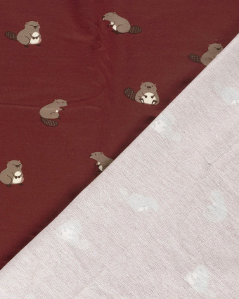 Jersey envers doudou Bordeaux Castor - Mercerine