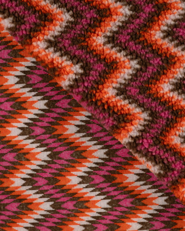 Tissu Sherpa ZigZag Fushia et Orange - Mercerine