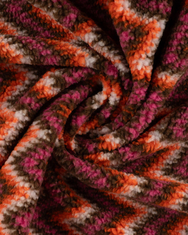 Tissu Sherpa ZigZag Fushia et Orange - Mercerine