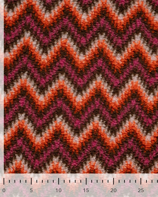 Tissu Sherpa ZigZag Fushia et Orange - Mercerine