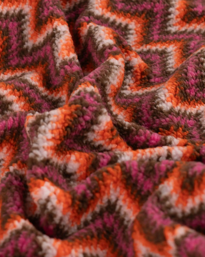 Tissu Sherpa ZigZag Fushia et Orange - Mercerine