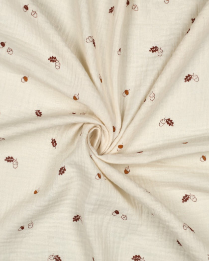 Tissu Double Gaze Bio Ecru Naturel Petit Gland - Mercerine
