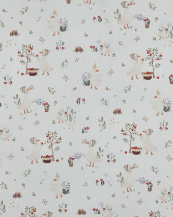 Popleine de Coton Blanche Motif Petite Oie - Mercerine