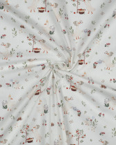 Popeline de Coton Blanche Motif Petite Oie