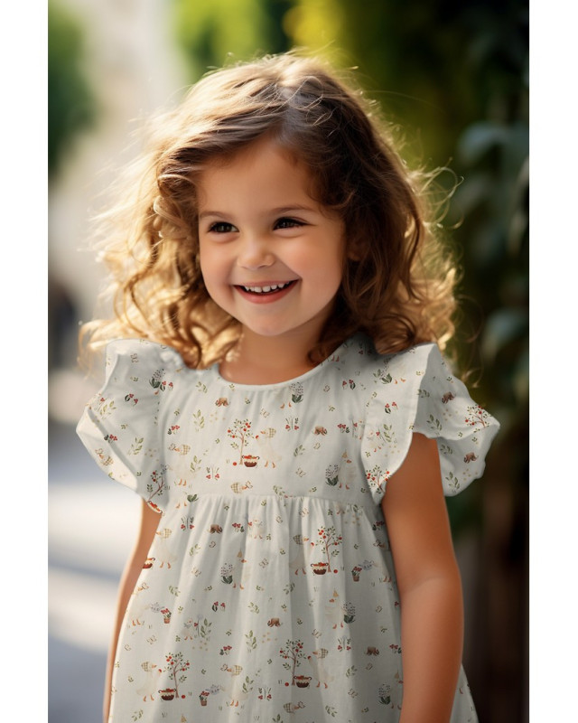 Popleine de Coton Blanche Motif Petite Oie - Mercerine