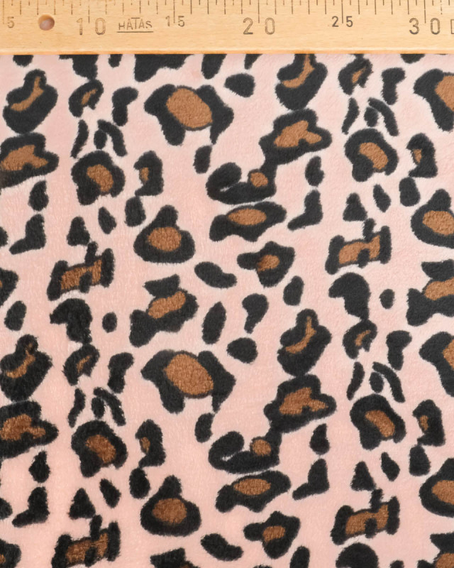 Tissu Polaire Motif Léopard Rose Saumon - Mercerine