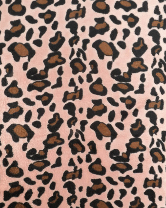 Tissu Polaire Motif Léopard Rose Saumon - Mercerine