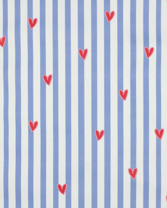 Tissu Imperméable à Rayures et Petits Cœurs - Mercerine