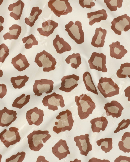 Tissu Imperméable Motif Léopard Ecru - Mercerine