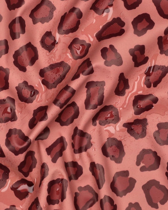 Tissu Imperméable Motif Léopard Vieux Rose - Mercerine