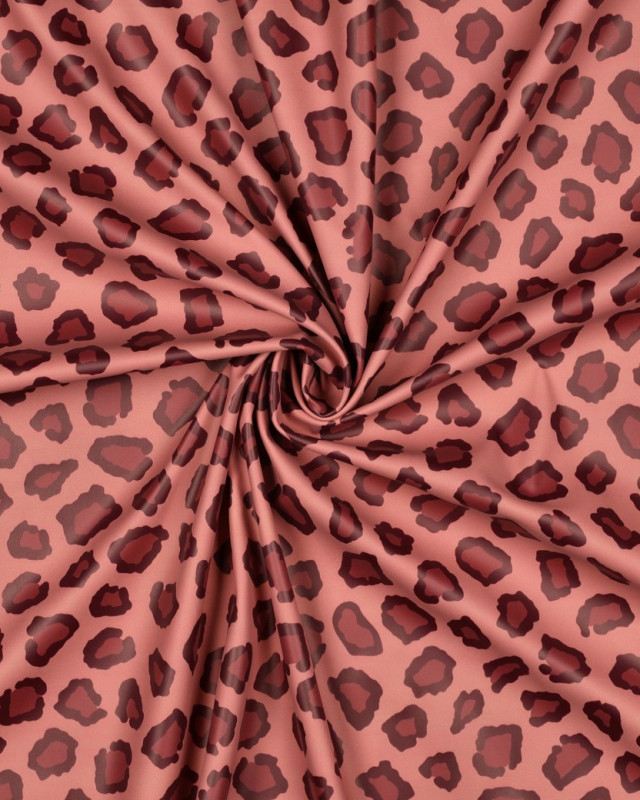 Tissu Imperméable Motif Léopard Vieux Rose - Mercerine