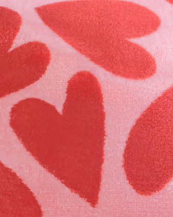 Tissu Polaire Motif Cœur Fond Rouge - Mercerine