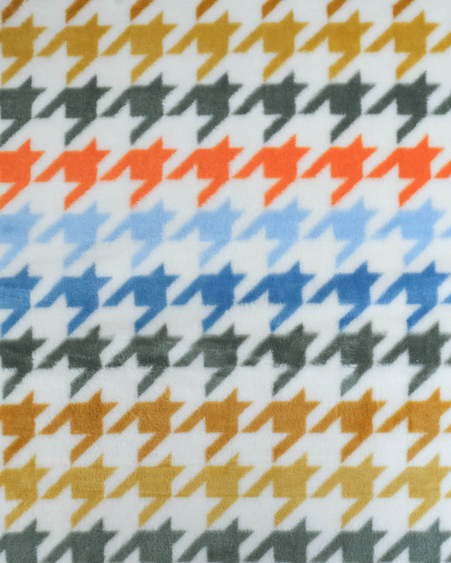 Tissu Polaire Motif Pied de Poule Multicolore - Mercerine
