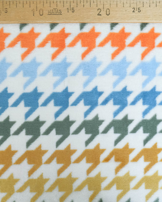 Tissu Polaire Motif Pied de Poule Multicolore - Mercerine