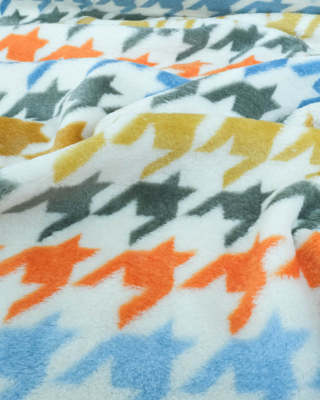 Tissu Polaire Motif Pied de Poule Multicolore - Mercerine