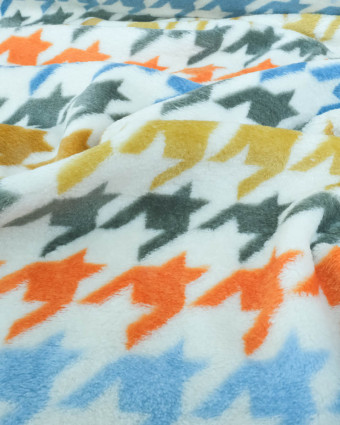 Tissu Polaire Motif Pied de Poule Multicolore - Mercerine