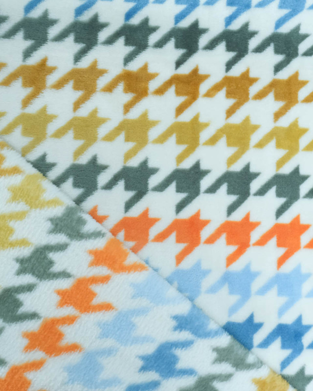 Tissu Polaire Motif Pied de Poule Multicolore - Mercerine