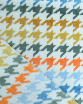 Tissu Polaire Motif Pied de Poule Multicolore - Mercerine