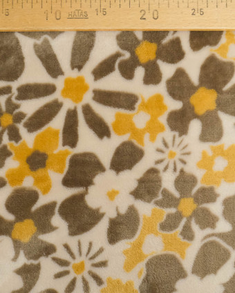 Tissu Polaire Motif Fleuri Marron - Mercerine