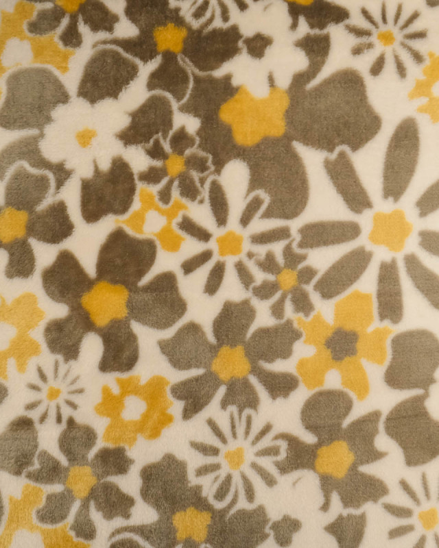 Tissu Polaire Motif Fleuri Marron - Mercerine