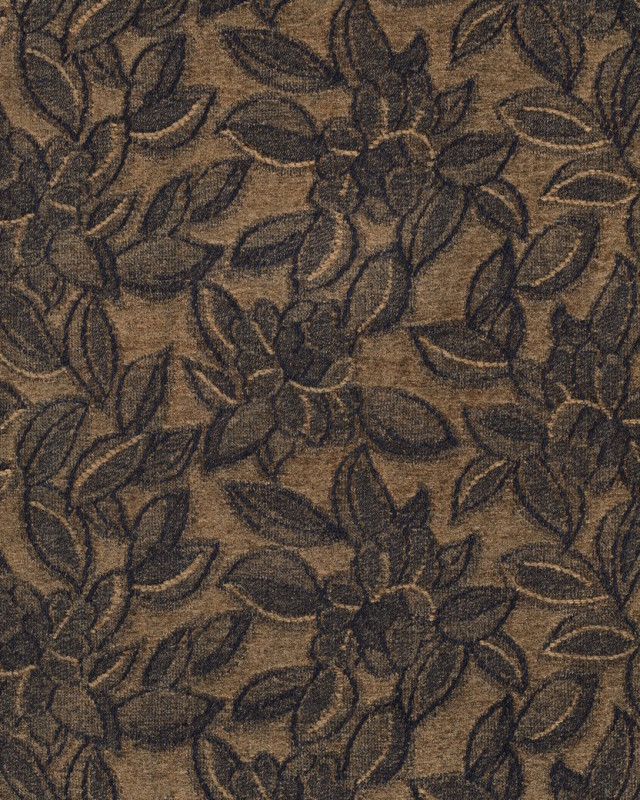 Tissu Denim Velours Jacquard Fleuri Taupe et Bleu - Mercerine