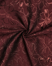 Tissu Jacquard Motif Fleuri Bordeaux et Cuivre