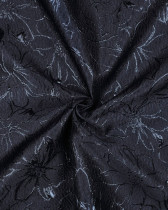 Tissu Jacquard Motif Fleuri Bleu Marine