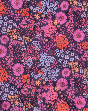 Tissu Matelassé Coton Double Face Fleuri Violet - Mercerine