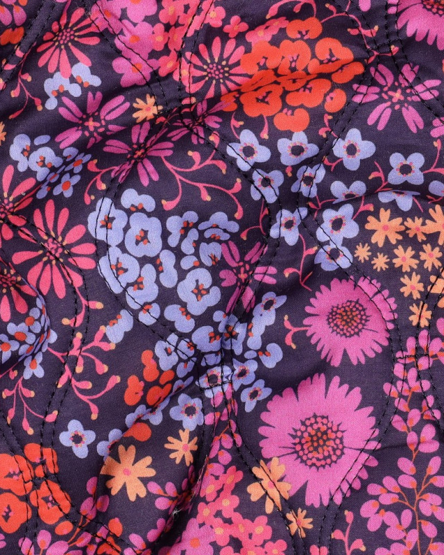 Tissu Matelassé Coton Double Face Fleuri Violet - Mercerine