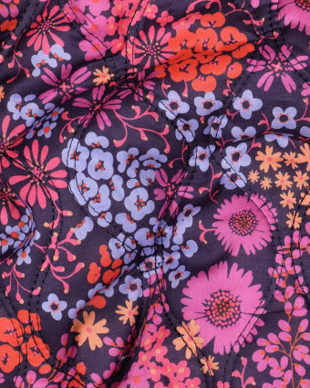 Tissu Matelassé Coton Double Face Fleuri Violet - Mercerine