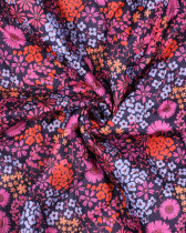 Tissu Matelassé Coton Double Face Fleuri Violet