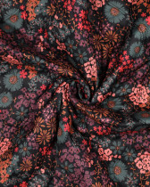 Tissu Matelassé Coton Double Face Fleuri Noir