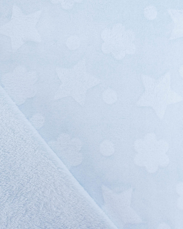 Tissu Polaire Motif Etoile et Nuage Bleu - Mercerine