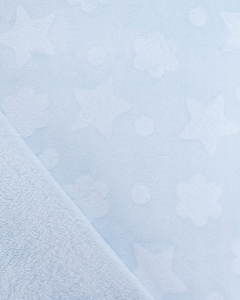 Tissu Polaire Motif Etoile et Nuage Bleu - Mercerine