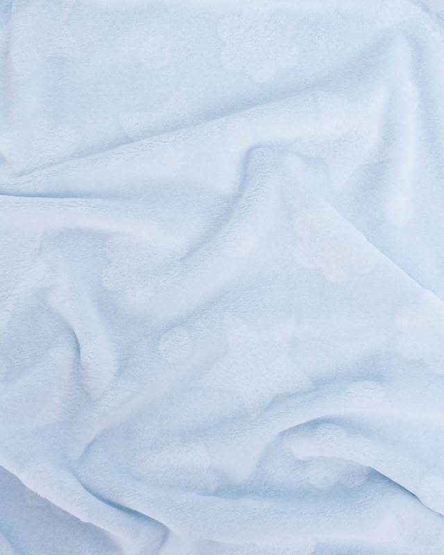 Tissu Polaire Motif Etoile et Nuage Bleu - Mercerine
