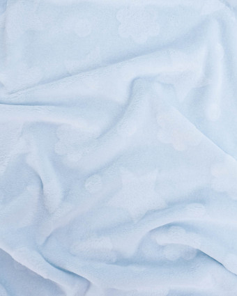 Tissu Polaire Motif Etoile et Nuage Bleu - Mercerine