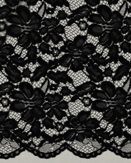 Tissu Dentelle Velours Festonnée Noir - Mercerine