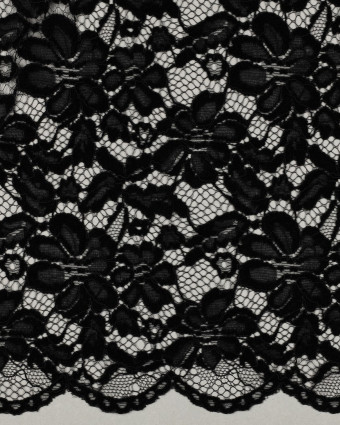Tissu Dentelle Velours Festonnée Noir - Mercerine