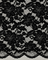 Tissu Dentelle Velours Festonnée Noir