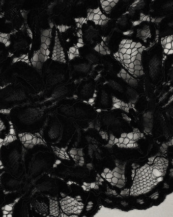 Tissu Dentelle Velours Festonnée Noir - Mercerine