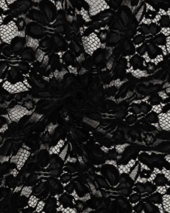 Tissu Dentelle Velours Festonnée Noir - Mercerine