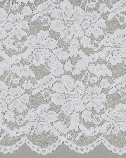 Tissu Dentelle Velours Festonnée Blanc - Mercerine
