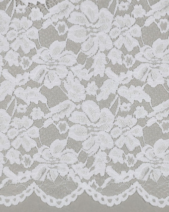 Tissu Dentelle Velours Festonnée Blanc - Mercerine