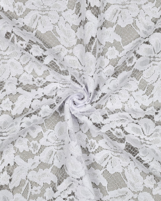Tissu Dentelle Velours Festonnée Blanc - Mercerine