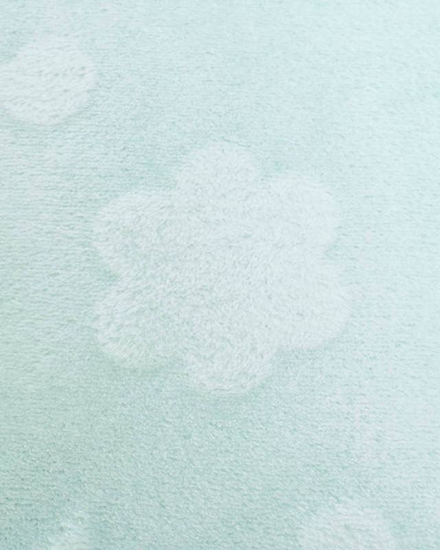 Tissu Polaire Motif Etoile et Nuage Vert d'Eau - Mercerine