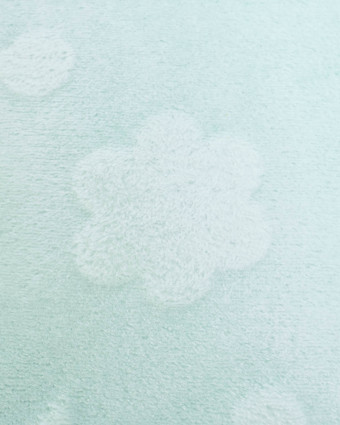 Tissu Polaire Motif Etoile et Nuage Vert d'Eau - Mercerine